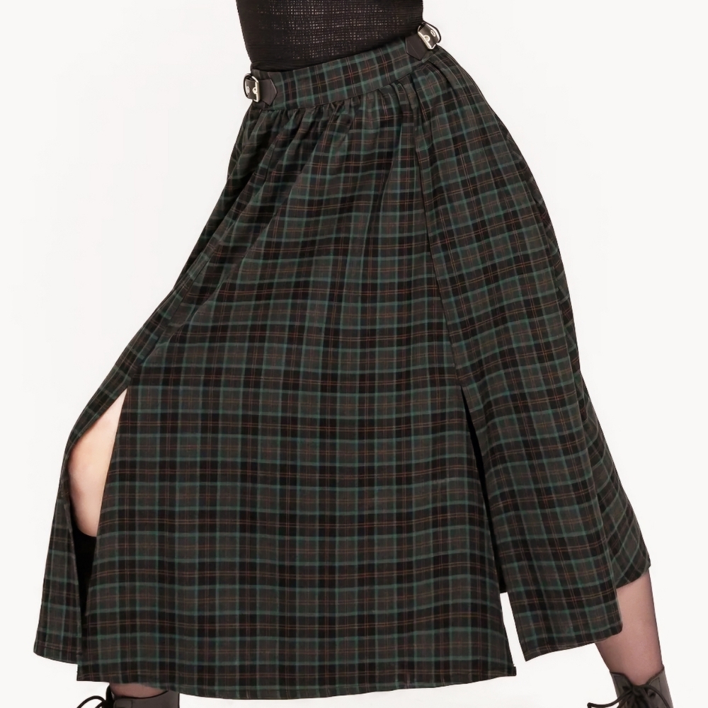 Nightingale Buckled Check Midi Skirt - Picture 3 of 8